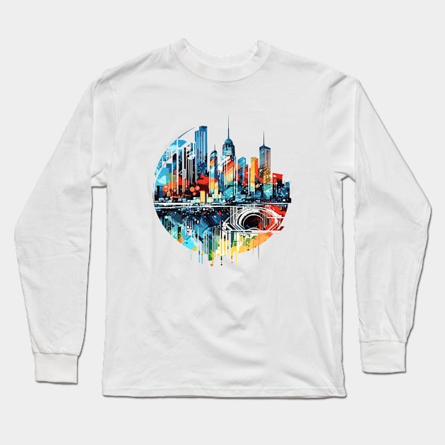 City Skylines Urbain World Fun Life Modern Challenge Long Sleeve T-Shirt by Cubebox